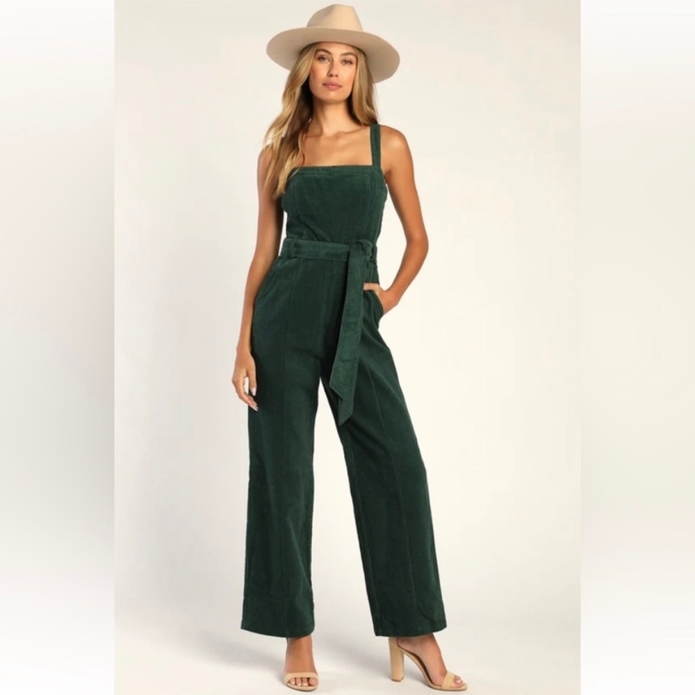 Lulu's Forest Green Corduroy Jumpsuit